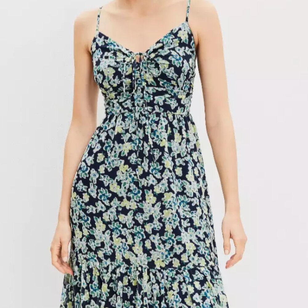 LOFT KAT Buttercup Clip Keyhole Strappy Midi dress